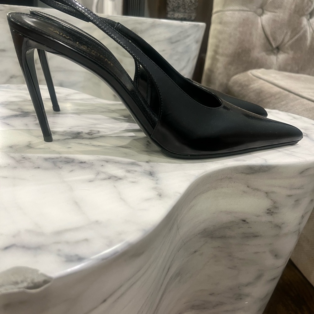 Elegant YSL Black Women's Slingback Heels